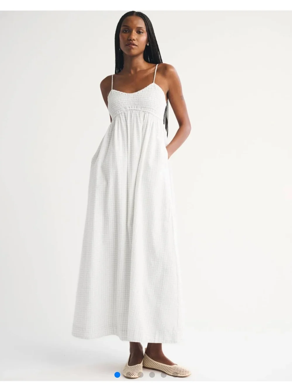 Abercrombie & Fitch White Smocked Maxi Dress